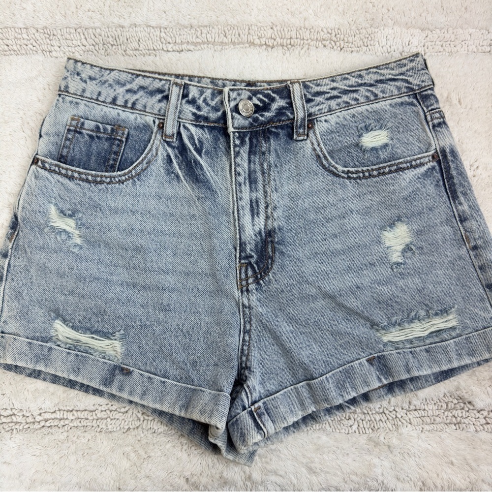 PacSun Denim Mom Shorts size 27 Acid Washed Cuffed Barcelona